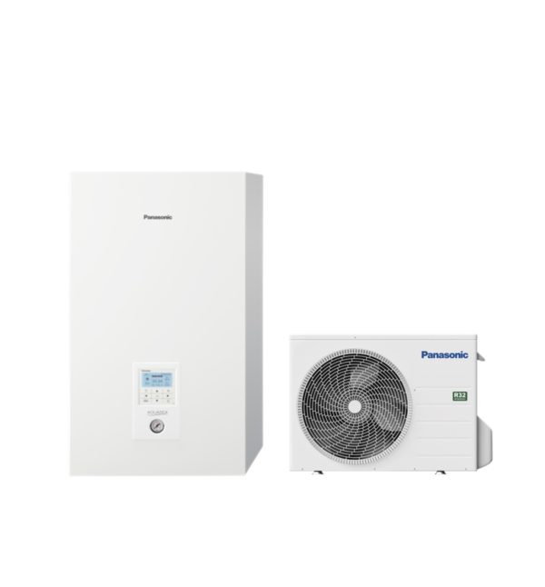 Šilumos siurblys oras-vanduo Panasonic Bi-Bloc vienos fazės J-kartos 3 kW be vandens šildytuvo